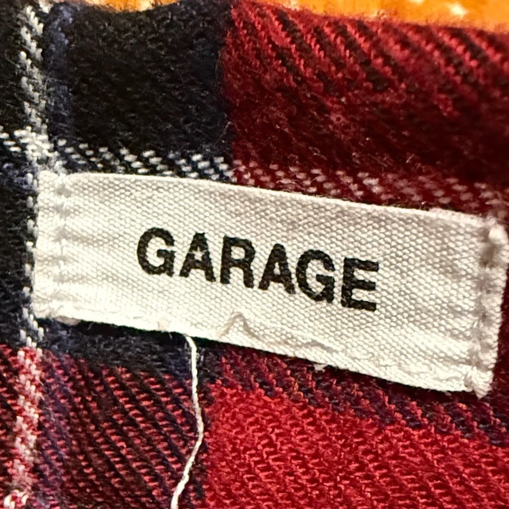 Garage Red Black Plaid Button-Down Crop Shirt